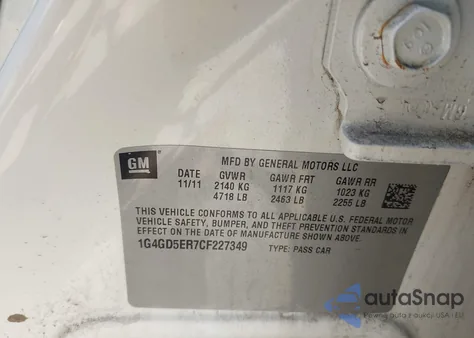 2012 Buick Lacrosse Premium 1 Group z USA, uszkodzony, nr VIN 1G4GD5ER7CF227349